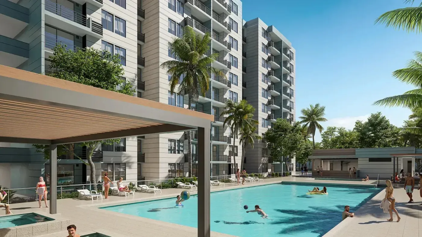 Proyecto en Santa Marta — vista del desarrollo con piscina